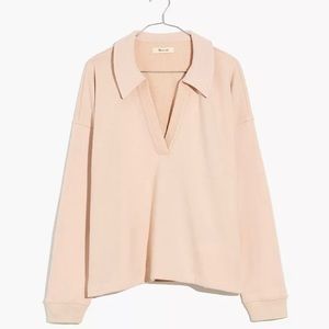 Madewell Cotton-hemp Oversized Polo Sweatshirt